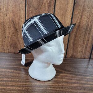 Fedora Hat Black with White & Gray Stripes NWT